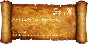 Szilvásy Marica névjegykártya